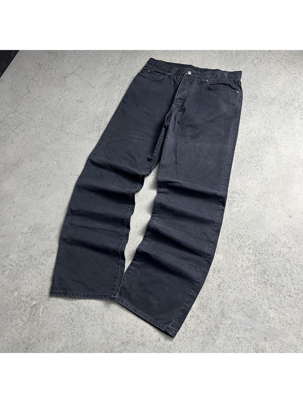 Vintage 90s J.Crew Baggy Pants Sz. 34X33 Faded Loose Black 100% Cotton